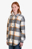 Joie Grey/White Plaid Teddy Button Up Jacket Size S