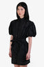 Black Ramie Lace Puff Sleeve Mini Dress Size S