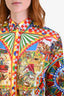 Dolce & Gabbana Multi-Print Long-Sleeve Cropped Tie Top Est. Size S
