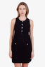 Maje Black Knit Patterned Button Up Mini Dress Size 36