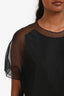 Acne Black Silk Sheer Organza Short Sleeve Blouse Size 38