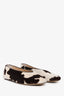 Le Monde Beryl White/Brown Calf Hair Regency Flats Size 37.5
