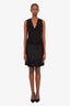 Pre-loved Chanel™ Black Ruffled Chiffon Tweed Sequin Detail Dress Size 38