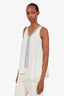 Brunello Cucinelli Cream Silk Vneck Silver Monili Bead Sleeveless Top XS