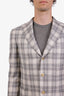 Pal Zileri White/Grey Cashmere & Silk Single Breasted Blazer Size 48 Mens
