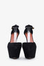 Amina Muaddi Black Suede Platform Pointed Toe Heels Size 37.5