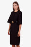 Gucci Black Wool Silk Belted Short Sleeve Mini Dress Size 36
