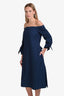 Tibi Blue Denim Off-The-Shoulder Long Sleeve Midi Dress Size S