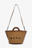 Marni Brown Leather Raffia Tropicalia Bag With Strap