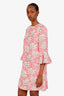 Valentino Pink/White Floral Wool Silk Mini Dress Size 8