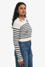 Valentino White/Navy Wool Striped Gold Sequin Bows Sweater Size XS