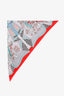 Hermès Red/Multicolour Cashmere Silk 'Bouquets Sellier' Triangle Scarf