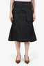 Sacai 2024 Dark Blue Denim Panel Midi Skirt Size 2