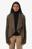 Givenchy Brown Wool Ribbed Shawl Open Cardigan Size XS