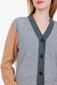 Celine Grey Colourblock Wool Cardigan Size S