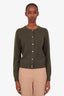 Theory Green Cashmere Button-Up Sweater Size S