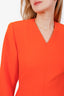 Saint Laurent Orange Wool V-Neck Long Sleeve Mini Dress Size 34