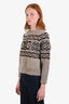 Celine Taupe/Brown Wool 'Triomphe Fair' Long Sleeve Crewneck Sweater Size XS