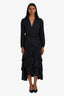 Maje Navy Ruffled Long Sleeve Dress Size 34
