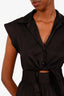 Sandro Black Cotton Button-Up Keyhole Dress Size 34