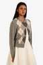 Celine Beige/Green Wool Alpaca Blend Argyle Pattern Triomphe Details Cardigan Size M
