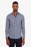 Brunello Cucinelli Blue Check Cotton Button Up Shirt Size XS Mens
