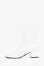Celine White Patent Leather Triomphe Ankle Boots Size 38
