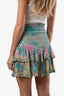 Mini-jupe étagée à taille froncée Hemant & Nandita à motif floral bleu/doré multicolore, taille S