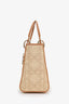 Christian Dior 2021 Beige/Brown Raffia Medium Lady Dior Bag with Strap