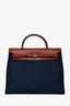Hermès 2016 Navy Blue Canvas Leather Herbag 31