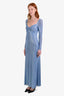 Self-Portrait Blue Rhinestone Long Sleeve Maxi Dress Size 0