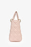 Christian Dior 2014 Pink Leather Lady Dior Top Handle Bag with Strap