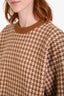 Hermès Brown/Cream Cashmere Houndstooth Knit Sweater Midi Dress Size 34