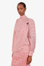Erdem Red/White Striped Silk Crystal Embellished Blouse with Scarf Size 6