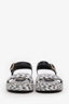 Pre-loved Chanel™ White/Black Woven Rope-Braided Ankle Strap Sandals Size 36