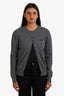 Miu Miu 2024 Grey Cashmere Logo Cardigan Size 38