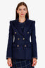 St. John Navy Wool Alpaca Double Breasted Peacoat Size 0