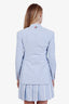 Thom Browne Blue Cotton Silk Single Breasted Blazer and Pleated Mini Skirt Set Size 36/38
