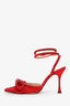 Mach & Mach Red Glitter Crystal Bow Heels Size 37