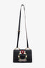 Miu Miu Black Madras Leather Crystal Embellished Buckle Flap Shoulder Bag