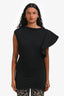 Lanvin Black Cotton Asymmetrical Short Sleeve Top Size S