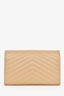 Saint Laurent Beige Grain de Poudre Leather Chevron Quilted 'Cassandre' WOC