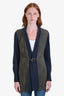Fabiana Filippi Blue Wool/Grey Leather Cardigan Size S