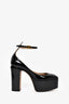 Valentino Black Patent Platform Ankle Strap 'Tan-Go' Heels Size 36.5