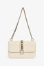 Valentino White Leather Rockstud Glam Lock Medium Shoulder Bag