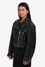 Weekend Max Mara Black Leather 'Vintage' Biker Jacket Size 40