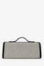 Savette Black Leather and White Canvas Slim Symmetry Pochette Top Handle