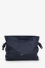 Loewe Navy Leather Medium Flamenco Leather Clutch With Extra Canvas And Woven Spiral Straps