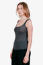 Isabel Marant Grey Silk Ribbed Knit Asymmetrical Hem Tank Top Size S