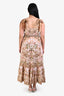 Zimmermann Green/Pink Palm Print 'Lyre' Midi Dress Size 3